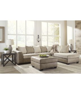 2 Seater Sofa Faux Leather with Chaise in Brown - Karloo